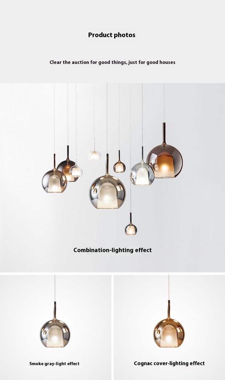 Title 2, Nordic Restaurant Glass Chandelier Simple