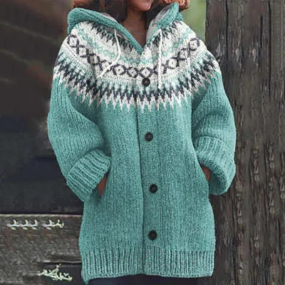 3D Printed Autumn Winter Coat Thickened Hooded Cardigan Sweater - Jlwttcfs372-Xl