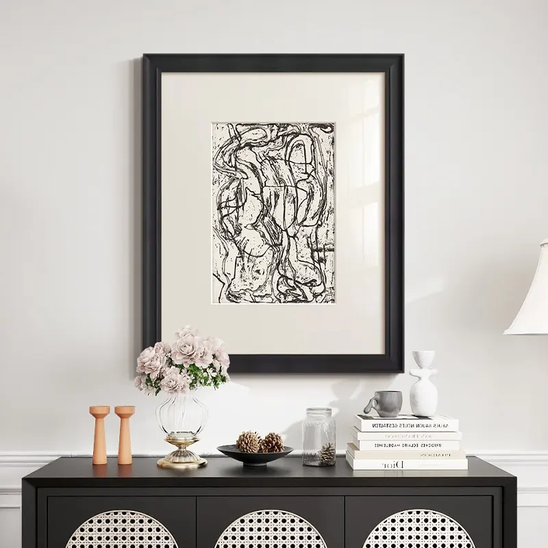 Black and White Lines High-end Abstract Paintingfor Hanging Retro