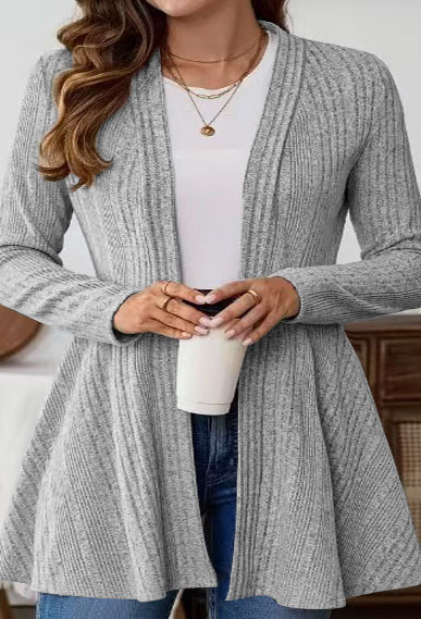 Title 2, Long Sleeve Simple Cardigan Coat Mid-length