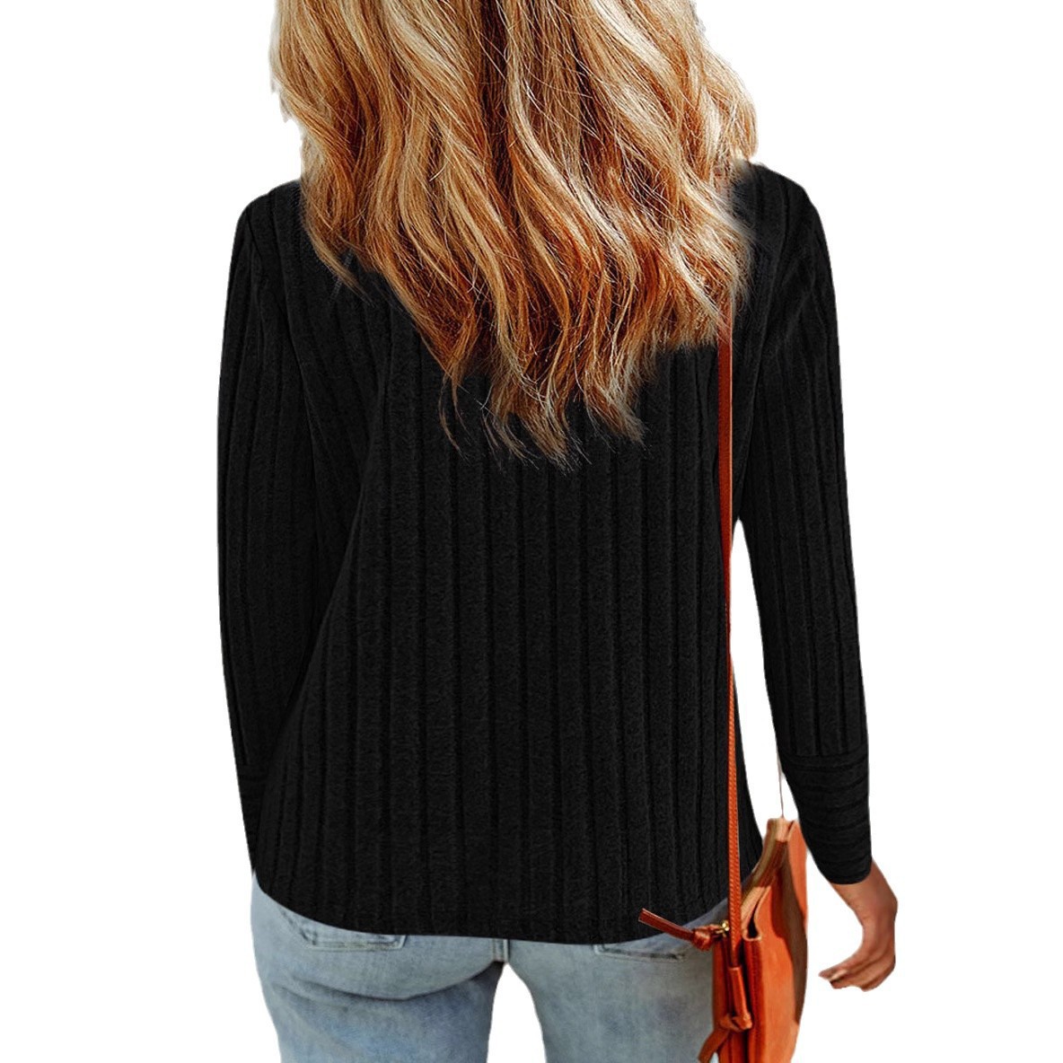 Title 6, Pullover Round Neck Fashion Long Sleeve Button Top