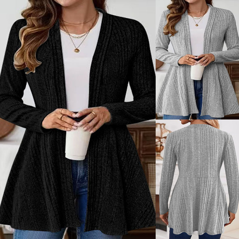 Title 4, Long Sleeve Simple Cardigan Coat Mid-length