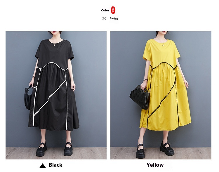 Title 9, Loose Casual Contrast Color Slimming Pleating D...