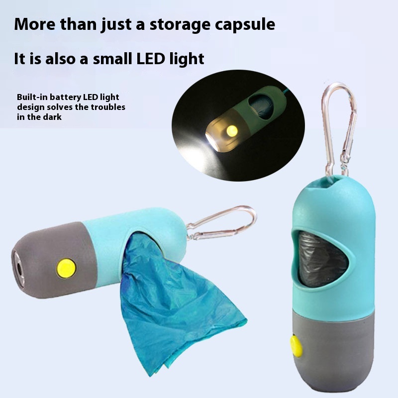 亚马逊多功能LED带灯宠物垃圾袋猫狗分配器拾便袋药丸清洁用品