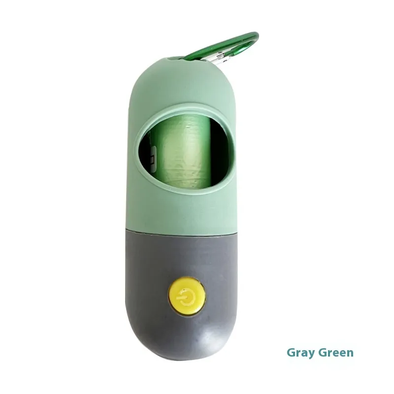 Led Light Pet Waste Bag Dispenser For Dogs Cats Dog Poop Scooper Bags Waste Bags Holder Dispensers Pet Clean Accessories - Green Gray