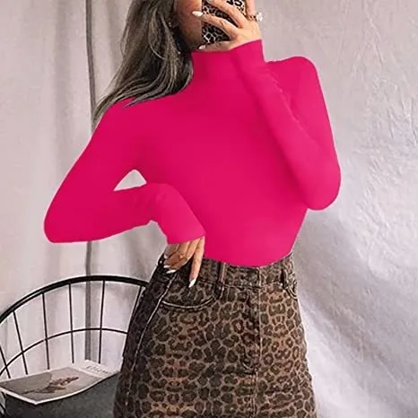Women's Sexy T shaped Base Shirt Slim Fit Round Neck Jumpsuit Rose Red - Shop at LoveMi