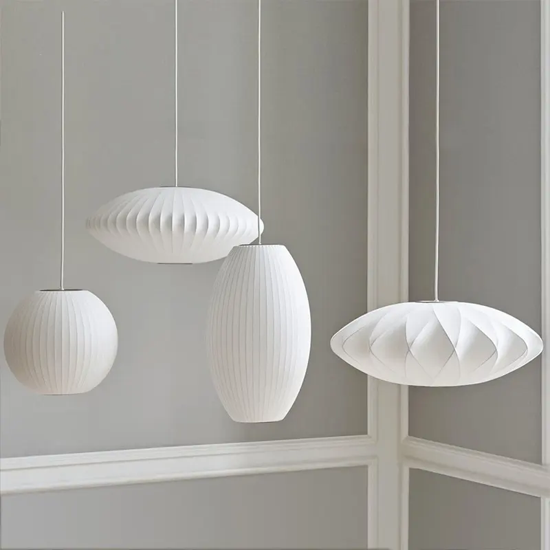 Simple Fabric Lantern Ball Chandelier Bedroom Dining