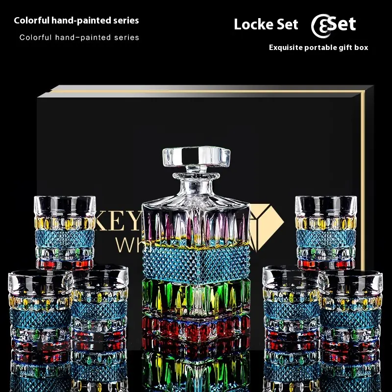 Painted Crystal Glass Liquor Glass Set High-grade Wine Set Colored Glass Cup