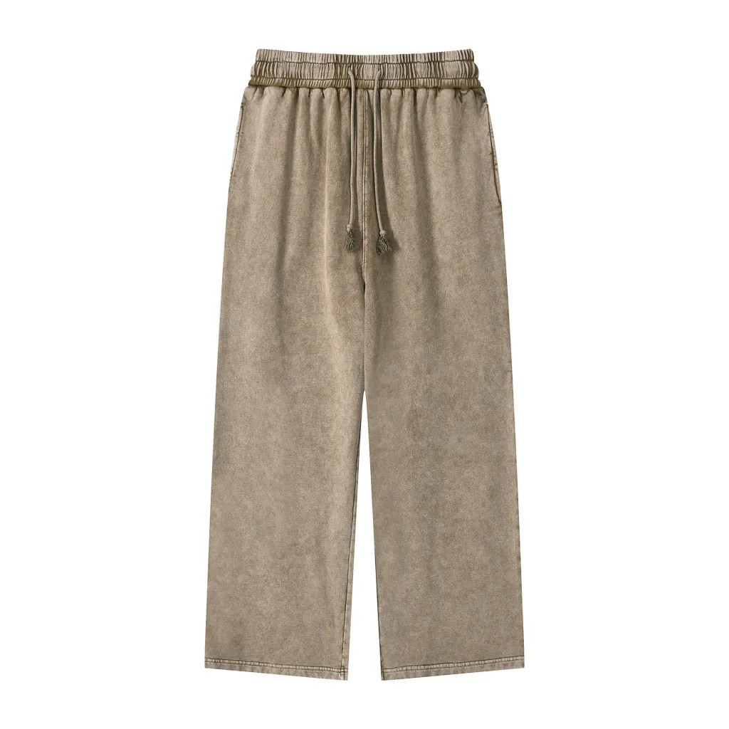 Retro Baggy Straight Trousers Men's And Women's Same Pants - Rock Gray