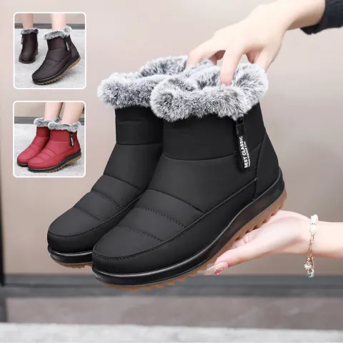 Winter Snow Boot with Side Zipper Fashion Warm Plush