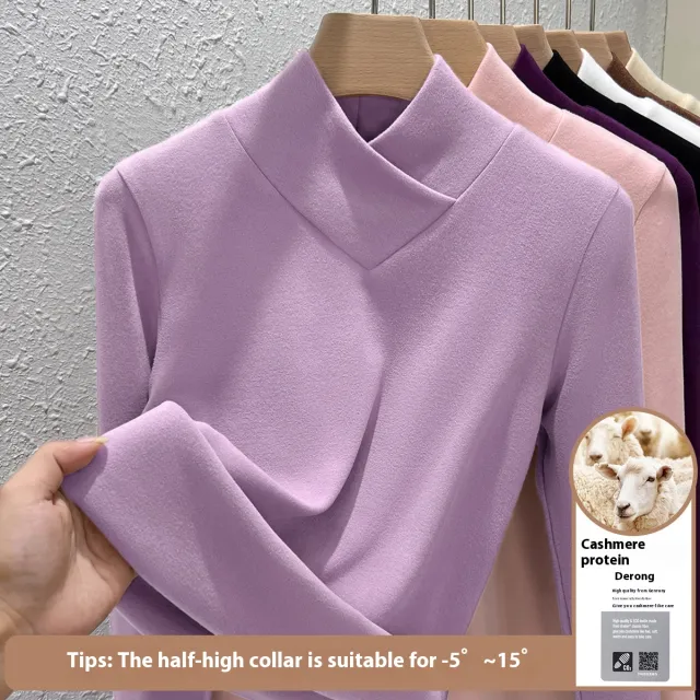 Undershirt Women's Inner Western Style Small Shirt Double sided With Velvet Taro Purple - Shop at LoveMi