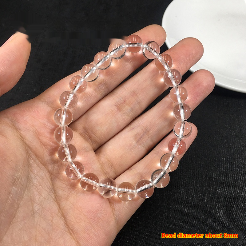 Natural White Cotton Scattered Beads Stone Transparent Crystal Bracelet