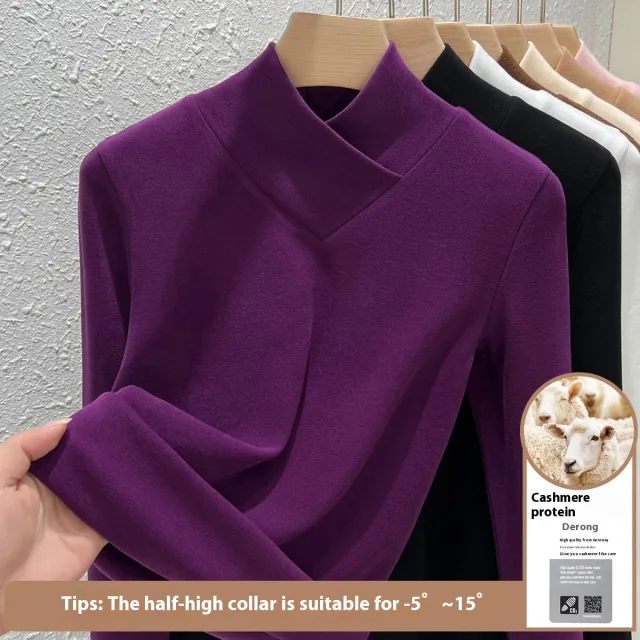 Undershirt Women's Inner Western Style Small Shirt Double sided With Velvet Grape Purple - Shop at LoveMi