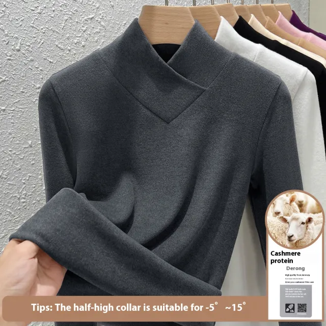 Undershirt Women's Inner Western Style Small Shirt Double sided With Velvet Gray - Shop at LoveMi