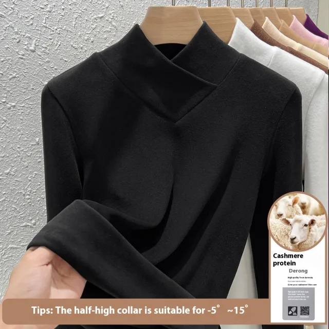 Undershirt Women's Inner Western Style Small Shirt Double sided With Velvet Black - Shop at LoveMi