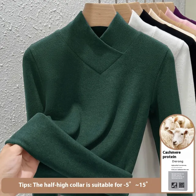 Undershirt Women's Inner Western Style Small Shirt Double sided With Velvet Emerald Green - Shop at LoveMi