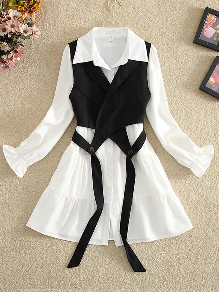 White Shirt Dress Vest Design Two-piece Suit