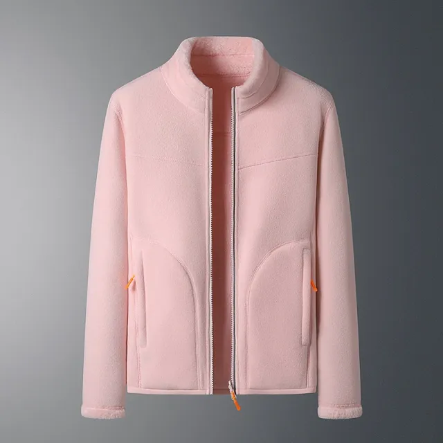 Outdoor Fleece Coat Men's And Women's Autumn And Winter Warm Fleece Sweater Fleece lined Pink - Shop at LoveMi