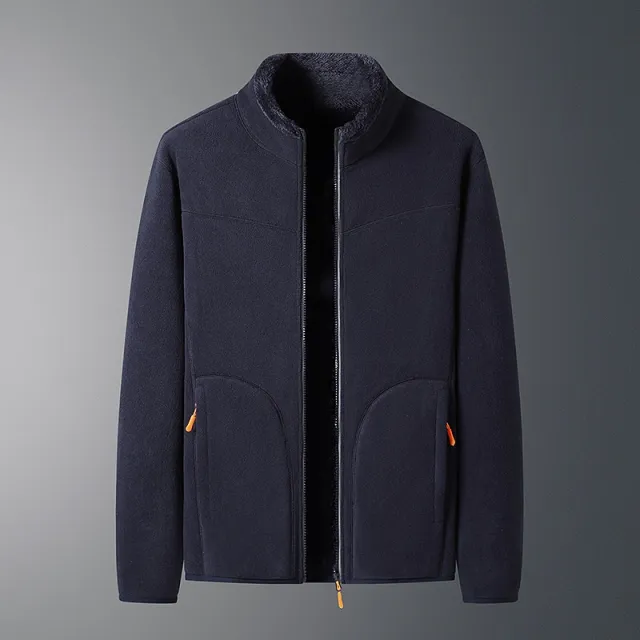 Outdoor Fleece Coat Men's And Women's Autumn And Winter Warm Fleece Sweater Fleece lined Blue - Shop at LoveMi