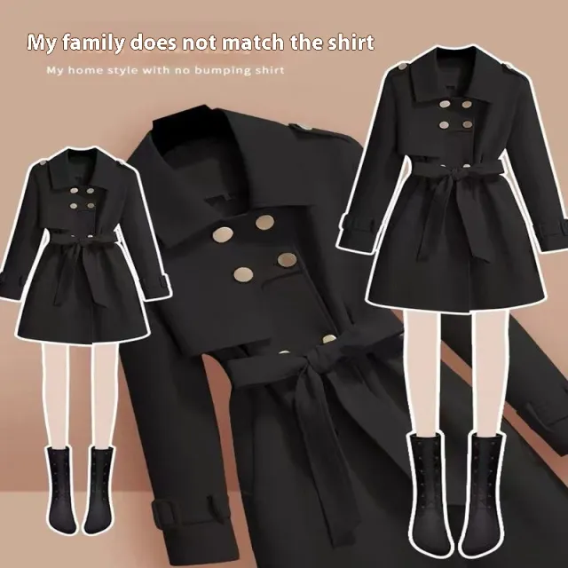 Spring And Autumn New Temperament Waist controlled Mid length Trench Coat Black - Shop at LoveMi