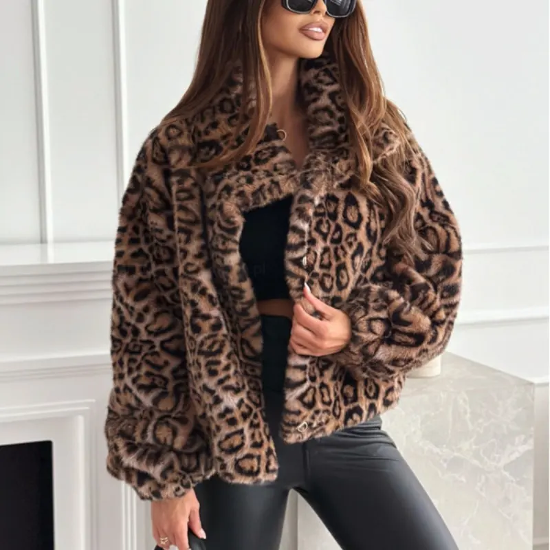 Fashion Personality New Autumn and Winter Fur Leopard Print