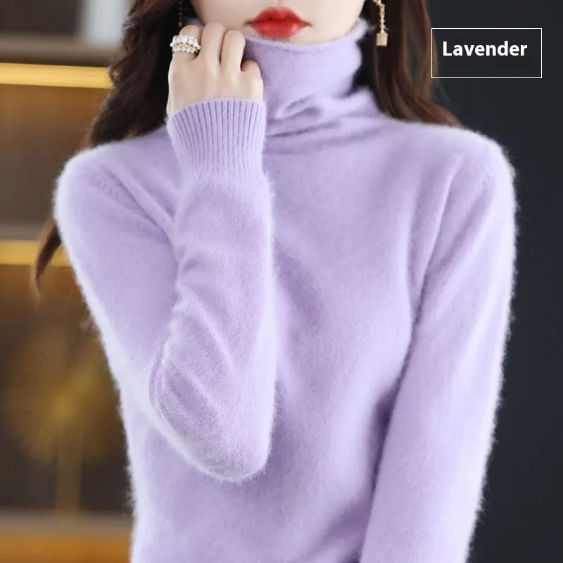 Pullover Short Mink Wool Knitted Sweater Bottoming Shirt - Fumigating Purple