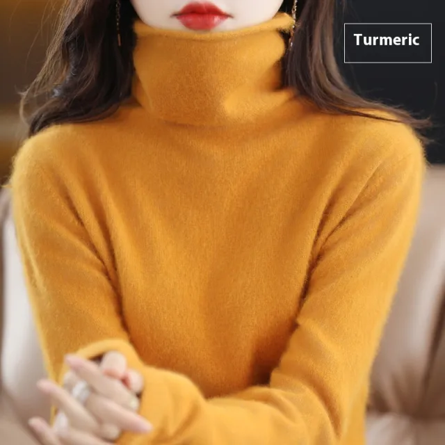 Pullover Short Mink Wool Knitted Sweater Bottoming Shirt Ginger Yellow - Shop at LoveMi