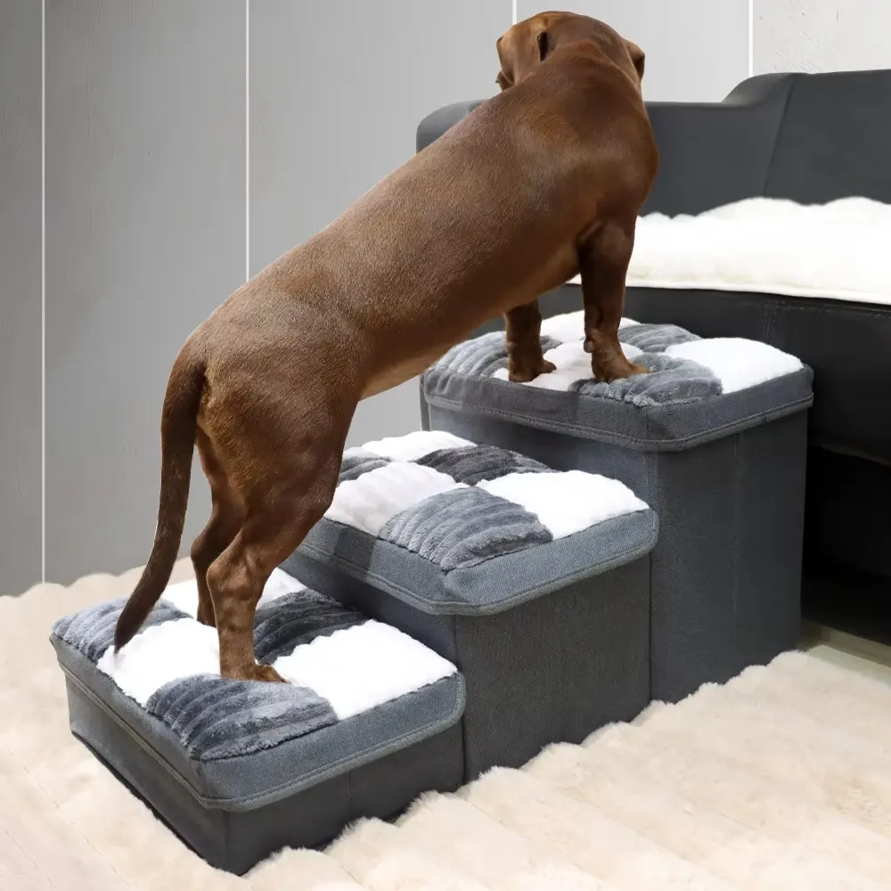 Luxury Chessboard Handmade Steps with Dog Stairs and Storage