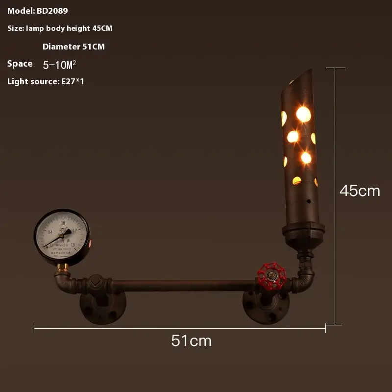 Retro Industrial Style Wall Lamp Bedside Aisle Iron Nostalgic Stairs Corridor Door Balcony Light