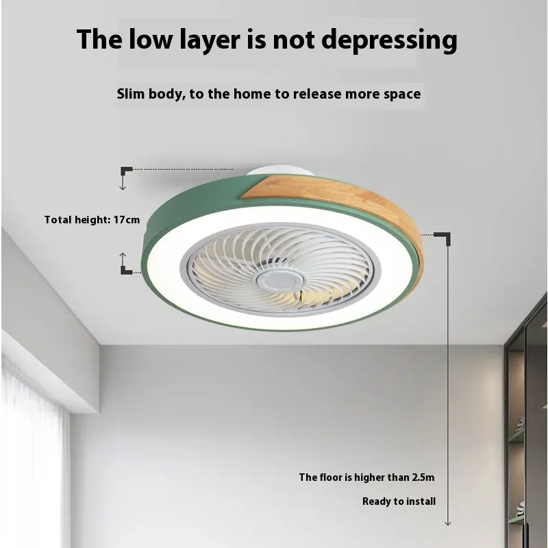 Solid Wood Ceiling Fan Lamp Bedroom Invisible