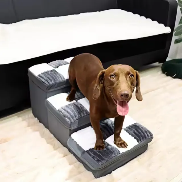 Luxury Chessboard Handmade Steps With Dog Stairs And Storage Space Grey - Shop at LoveMi