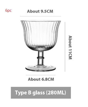 Goblet Crystal Glass Cup Ice Cream Dessert Cocktail Glass High Leg Type B 6Pc - Shop at LoveMi