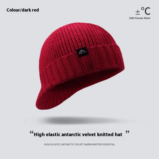 Autumn And Winter New Knitted Hat All matching Warm Windproof Deep Red - Shop at LoveMi