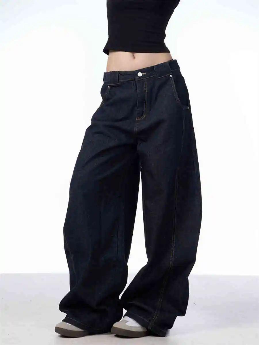 Retro Machete Jeans Women's Wide Leg Loose Pant - Black