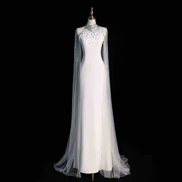 Light Wedding Dress White Satin Fishtail Bridal Morning Gown White - Shop at LoveMi