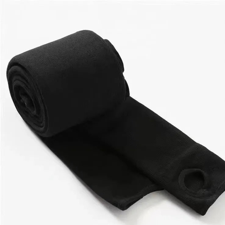 Autumn And Winter Suet Base High Waist Cotton Vertical Stripes Pantyhose - Black