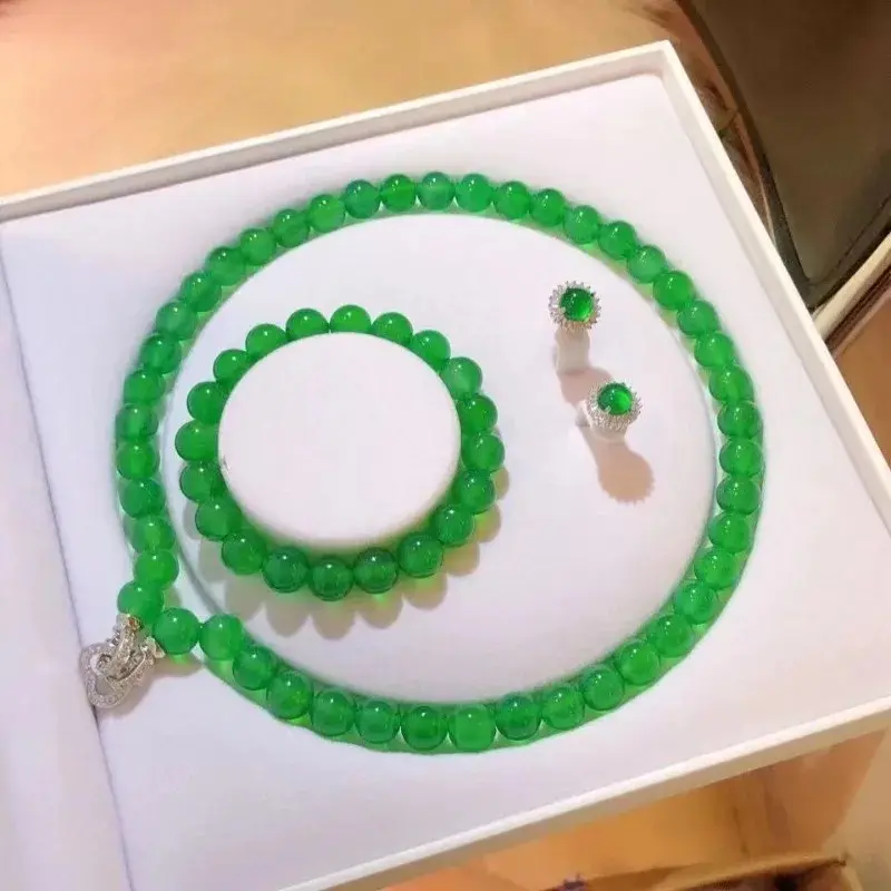 Gao Bing Emperor Green Chalcedony Ball Bracelet