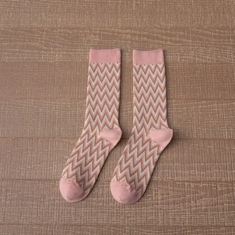 Women's Mid Tube Stockings Autumn And Winter Cotton Japanese style Retro Pink - Shop at LoveMi