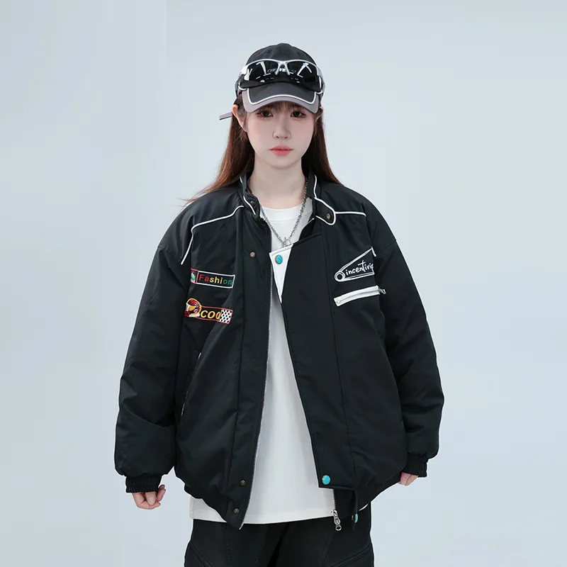 Thickening Embroidery Cotton Coat Winter Trendy Men and Women