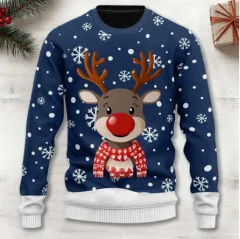 3D Digital Printing Series Thick Needle Pull Strip Crew Neck Pullover Sweatshirt - Shengdankuan11022-2Xl - View 1