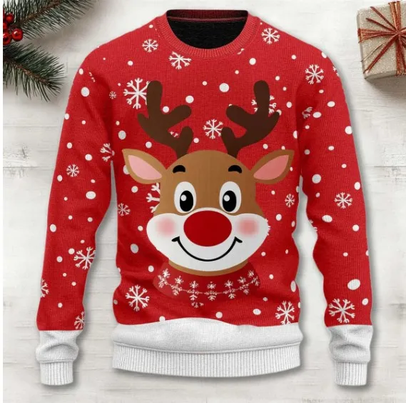 3D Digital Printing Series Thick Needle Pull Strip Crew Neck Pullover Sweatshirt - Shengdankuan110231