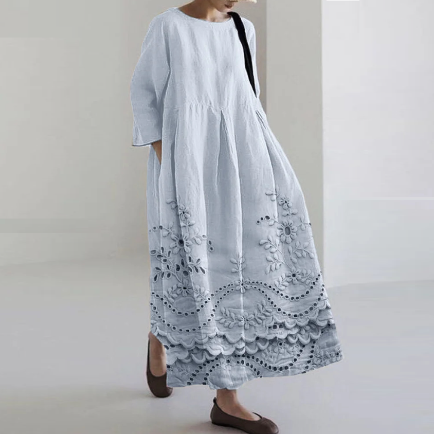亚马逊跨境2024夏季新欧美女装3D印花时尚大码宽松休闲长袖连衣裙