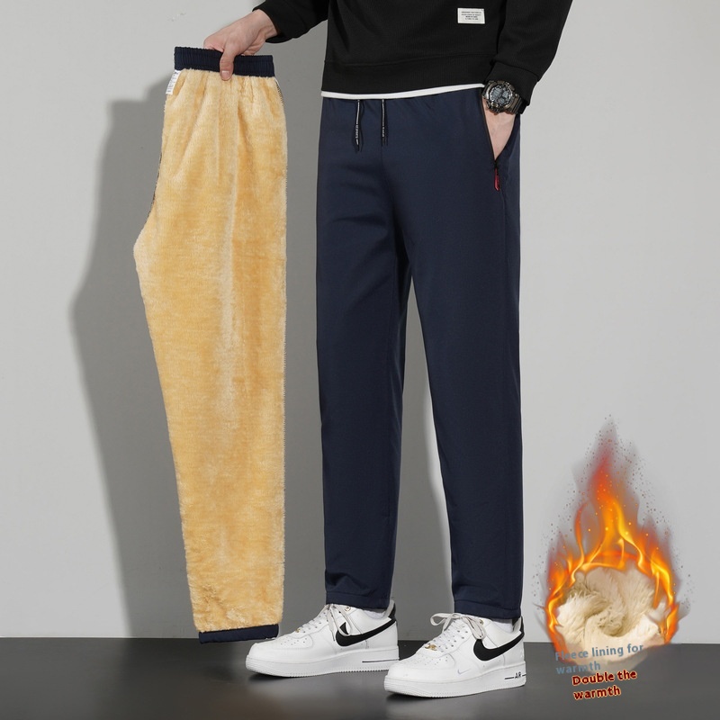 羊羔绒裤男冬季中老年加厚棉裤运动卫裤爸爸加绒裤子保暖休闲长裤