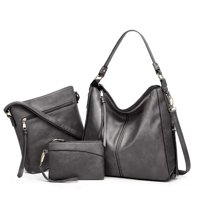 Large Capacity Tote Shoulder Bag Three piece Set Gray - Shop at LoveMi