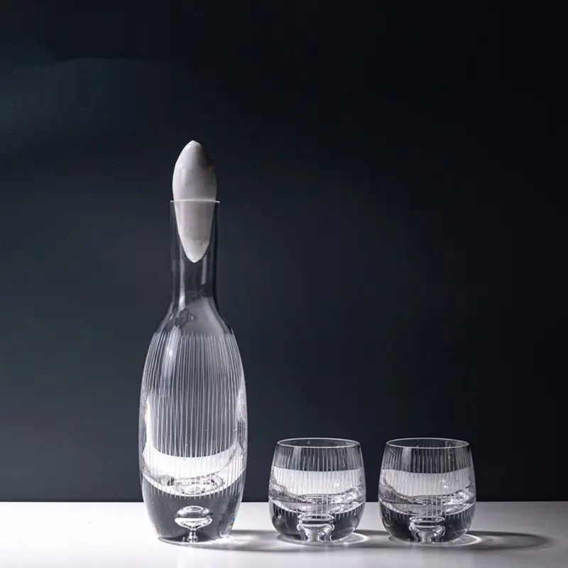 Transparent One Pot Two Cups Wine Set Suit Large Capacity Glass Light Luxury Household