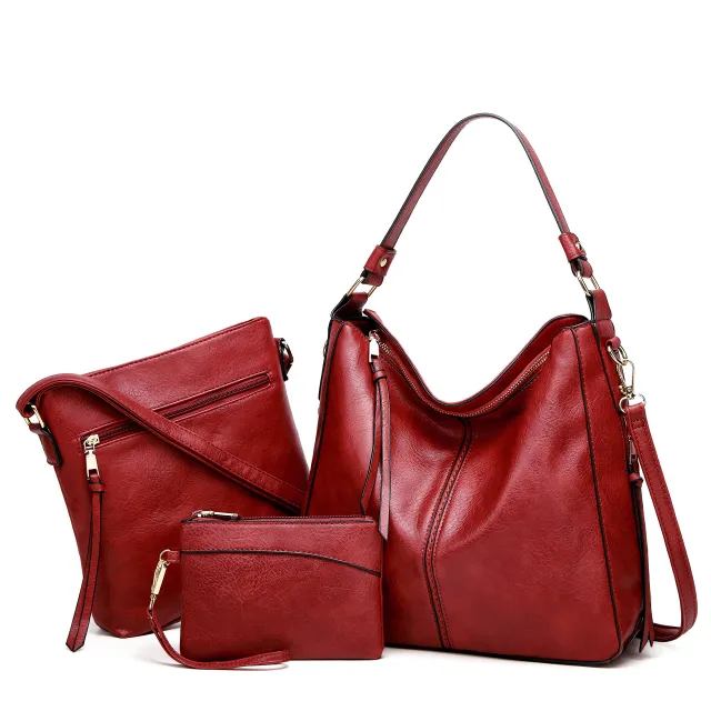 Large Capacity Tote Shoulder Bag Three piece Set Red - Shop at LoveMi