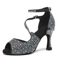Women's Latin Dance Mid-high Heel Dance Shoe Women - Black - View 1