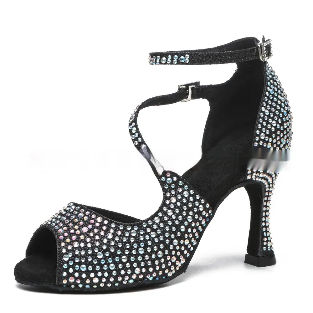 Women's Latin Dance Mid-high Heel Dance Shoe Women - Black