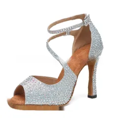 Women's Latin Dance Mid-high Heel Dance Shoe Women - Silver - View 1