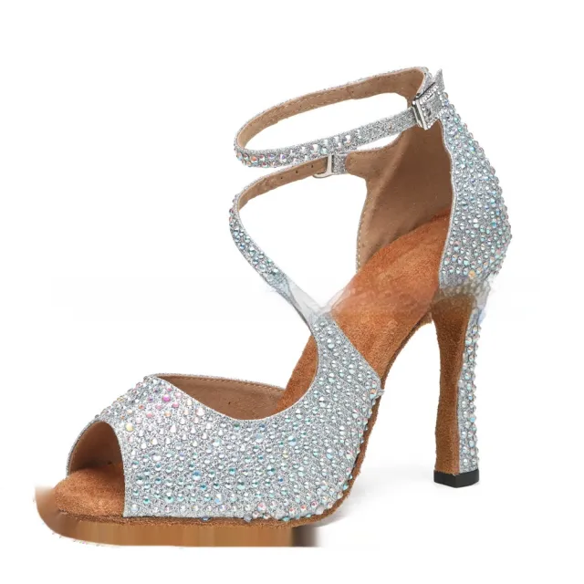 Women's Latin Dance Mid high Heel Dance Shoe Women Silver - Shop at LoveMi